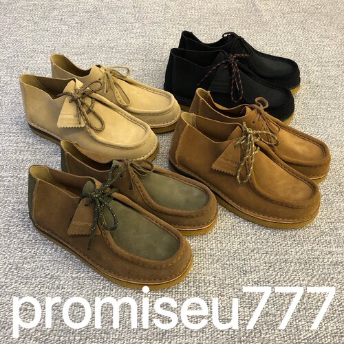 promiseu777 23aw潮流街头复古袋鼠鞋生胶底人手缝制牛皮wallabee - 图3