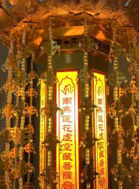 璎珞幡曼立式佛幡幢幡鎏金宝盖一对装饰华盖挂幡经幢佛堂led佛灯