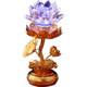 Lámpara de loto, lámpara de Buda, un par de candelabros enchufables, lámpara doméstica para Buda, lámpara LED siempre brillante, lámpara de loto vidriada frente al Buda Guanyin