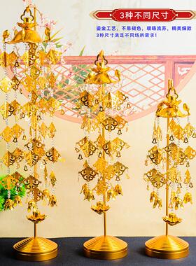 铝鎏金立式璎珞金莲花佛前供花供具宝盖供佛幢幡佛堂寺庙摆件装饰