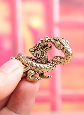 纯黄铜八卦龙龟手件招霸下小摆茶把宠家居客财厅办公室装饰工