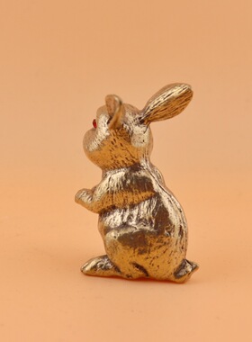 纯黄铜红眼兔摆件家居客厅办公室桌面装饰品工艺品礼品