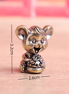纯黄铜招财老鼠聚宝盆聚财鼠复古实心老物件装饰桌面工艺品铜摆件