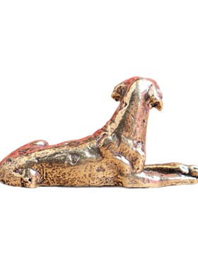 黄铜做旧生肖狗桌面摆件斑点狗旺财茶宠手把件文玩收藏老铜器摆件