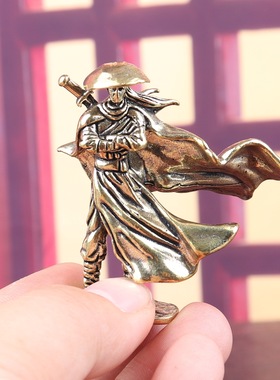 纯黄铜高山流水侠客侠侣古风小摆件假山水陆缸微景观盆景工艺品