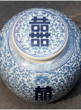 景德镇陶瓷装饰摆件喜坛花瓶