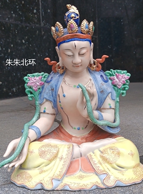 雕塑陶瓷密宗绿度母佛像居家供奉八难度母摆件坐莲白度母菩萨像34