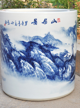 景德镇陶瓷手绘青花瓷字画卷轴