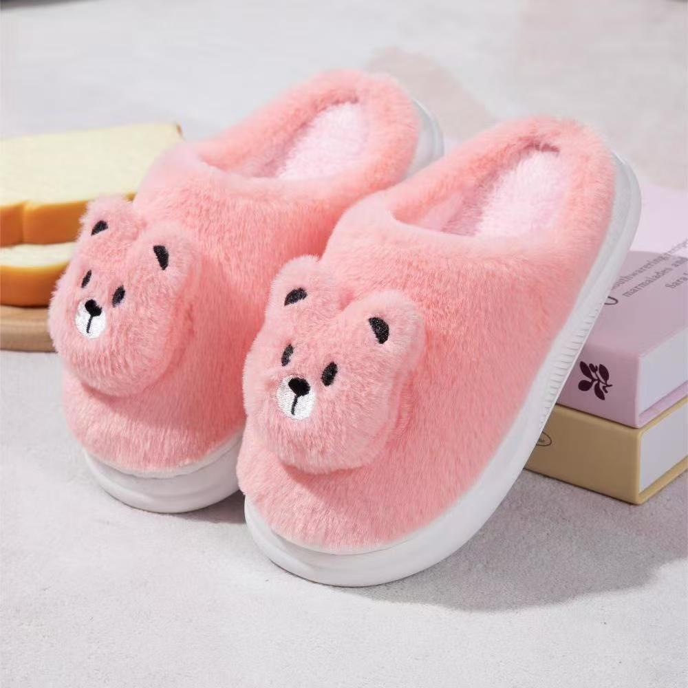 儿童棉拖鞋秋冬季女童亲子鞋室内加绒防滑可爱中大童小孩毛拖鞋男