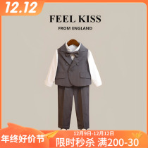 British Feelkiss boy suit suit Spring and autumn handsome flower boy Inns gown for baby boy Western suit