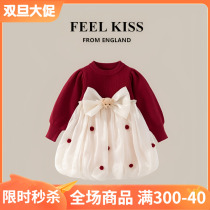 British Feelkiss girls dress with dress autumn dress new foreign air age dress grabbing week children princess dresses autumn and winter