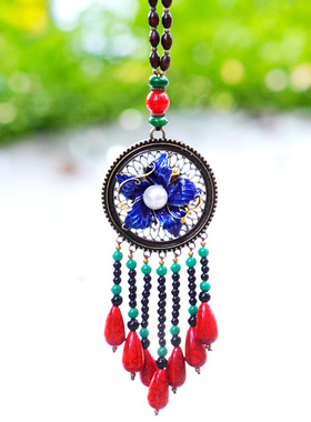 民族风中长款手工刺绣原创项链