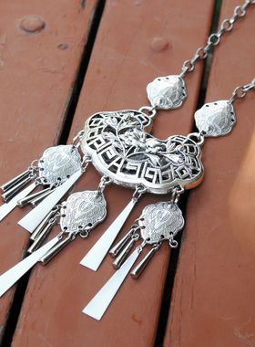 民族风复古中长款项链手工刺绣