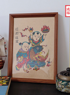 27羊年杨家埠财神灶王年画摆件