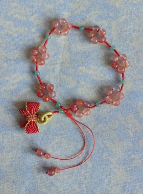 手工编织蝴蝶结南红玛瑙可爱