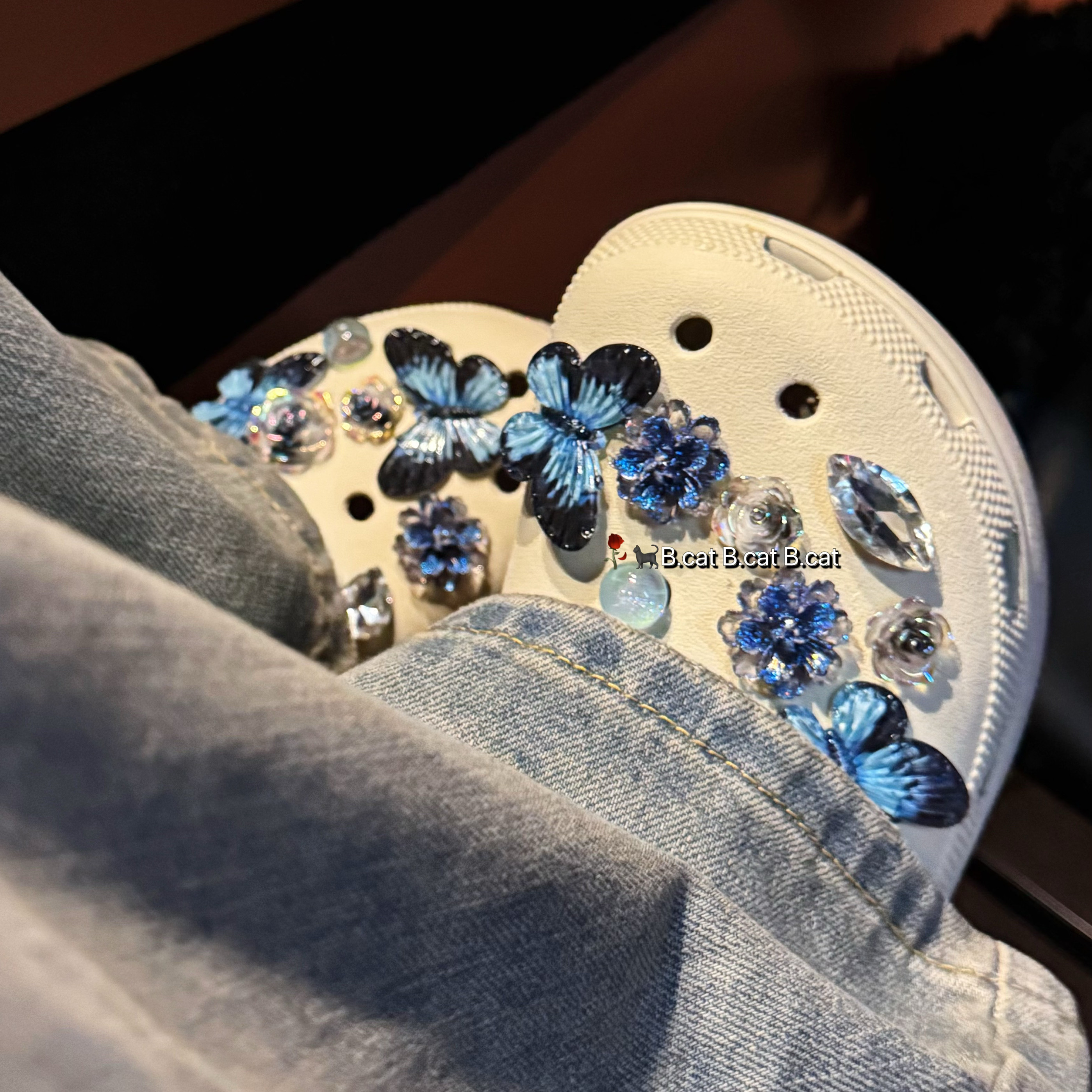 【蓝蝶】原创设计洞洞鞋鞋花鞋扣高级感crocs适配配件鞋花,淘宝优惠券,粉丝福利购,淘宝优惠卷