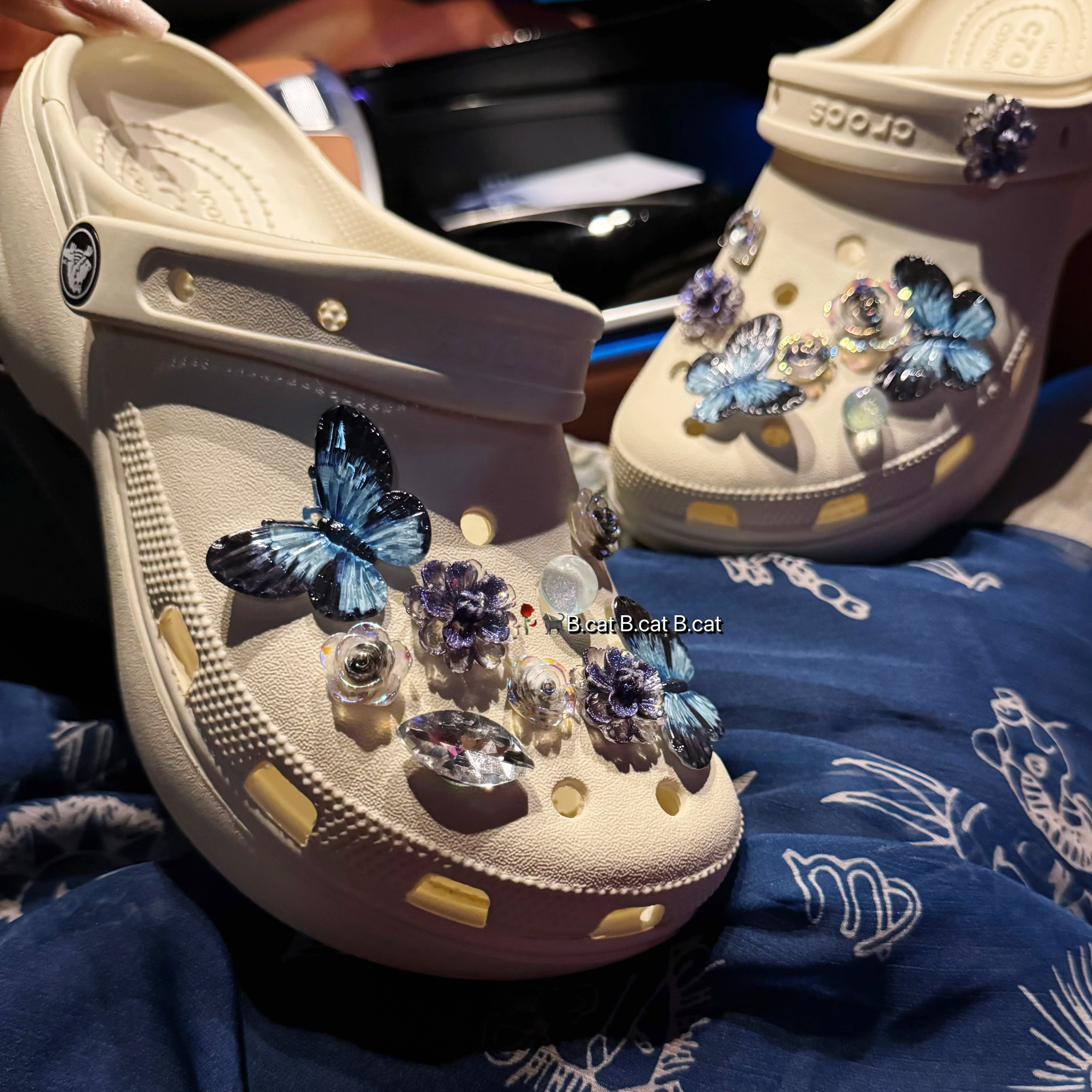 【蓝蝶】原创设计洞洞鞋鞋花鞋扣高级感crocs适配配件鞋花,淘宝优惠券,粉丝福利购,淘宝优惠卷