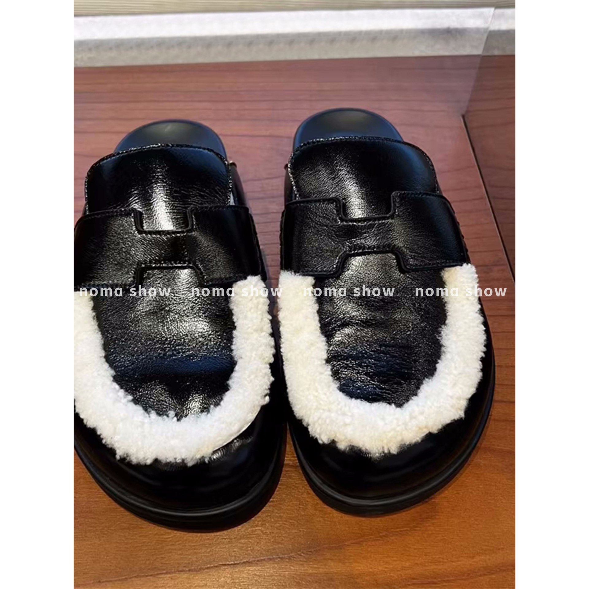 Big Head Ann真皮羊羔毛包头半拖鞋女外穿厚底毛毛鞋休闲懒人拖鞋,淘宝优惠券,粉丝福利购,淘宝优惠卷