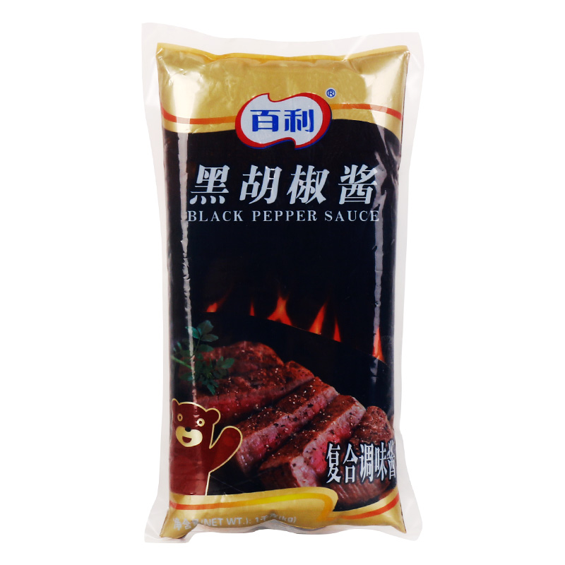 百利黑胡椒酱1kg*6袋 商用牛排牛柳酱意大利面酱手抓饼烤肉黑椒酱 - 图3