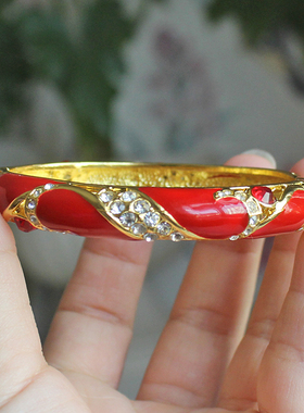 景泰蓝手镯时尚镶钻手链正宗老北京宫廷复古开口镯子特色手工艺品