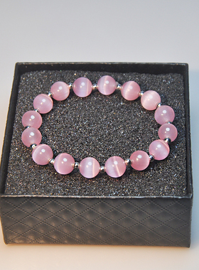 猫眼石弹力手链女夏ins小众设计轻奢小清新手镯闺蜜学生简约手串