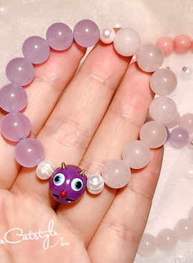 原创设计天然小怪兽紫水晶手链