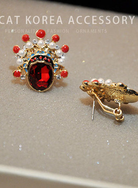 京剧脸谱长款金属流苏吊坠毛衣链