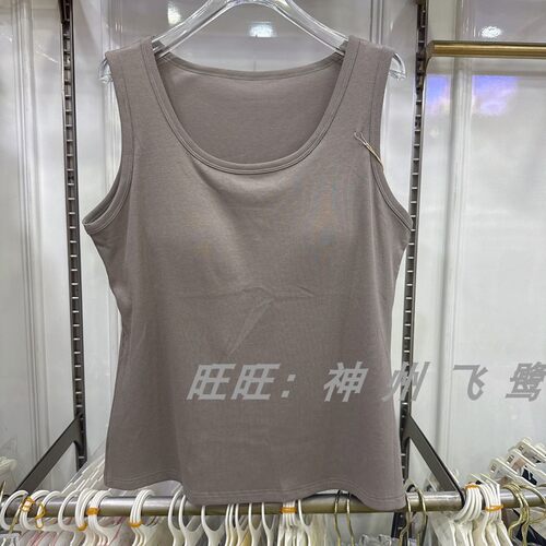 庄泰1313冰养带胸垫简约螺纹背心夏季薄款百搭打底无袖上衣加肥版 - 图0