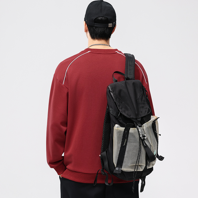 春季男士大码圆领卫衣红色本命年青少年学生胖子加肥加大男装潮牌 - 图0