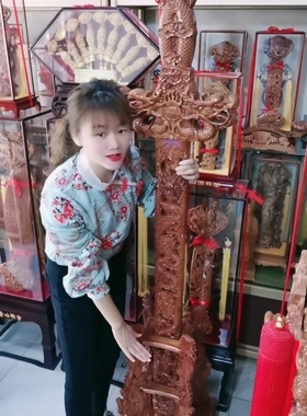 桃木剑大摆件立式摆件正宗纯桃木木雕刻工艺品客厅办公室装饰