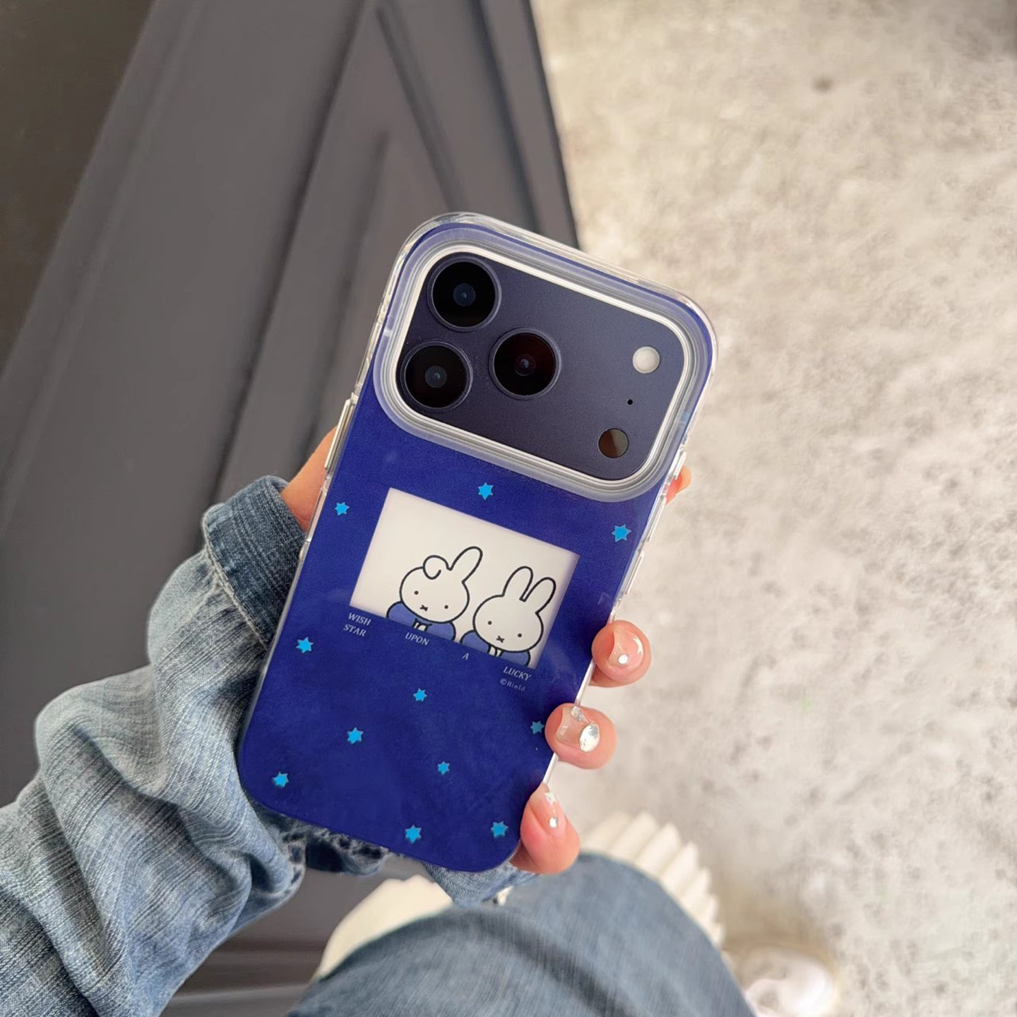 宁宁 ins韩风蓝底星星相框兔子气囊双层女iPhone17Pro MobileCase,淘宝优惠券,粉丝福利购,淘宝优惠卷