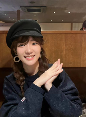 【双11秒杀】日单CA4甜酷气质纯色羊毛不规则歪顶鸭舌报童帽子女
