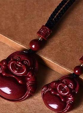 朱砂弥勒笑佛吊坠高含量紫金砂大肚佛女士佩戴本命年项链挂件