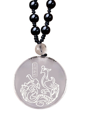 集雅轩宋韶光大师2026马年吉祥物生肖属鸡龙凤和鸣白水晶吊坠礼品