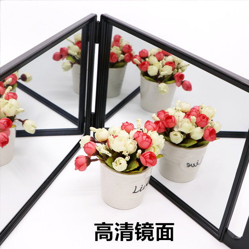 发廊双面镜子美发后视镜理发店折叠手拿专用镜子化妆盘发后背镜 - 图1