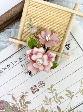 非遗绒花新中式古风发梳温婉气质日常简约旗袍搭配汉服发饰端庄