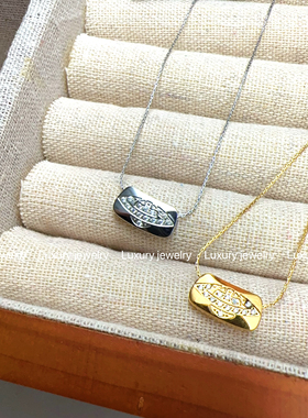 Luxury jewelry 不掉色 镶钻星球简约几何设计 冷淡风项链钛钢女