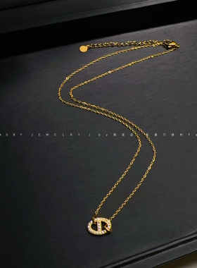 Luxury jewelry 不掉色 猪鼻子项链女小众女生锁骨链时尚百搭钛钢