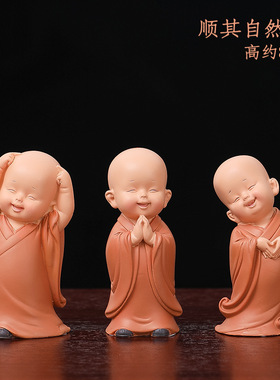 佛系禅意小和尚摆件迷你小摆件装饰品人物客厅电视柜办公桌摆件