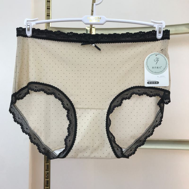 夏季中腰时尚圆点冰丝女士内裤轻薄透气抑菌棉裆部速干少女裤 - 图0