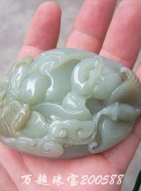 糖青玉弥勒佛珠宝把玩件