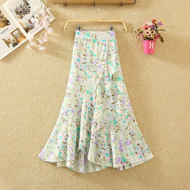 New chiffon floral skirt fishtail sweet