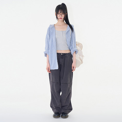 韩代Raucohouse Zeckon check hooded shirt 格子连帽衬衫百搭 - 图1