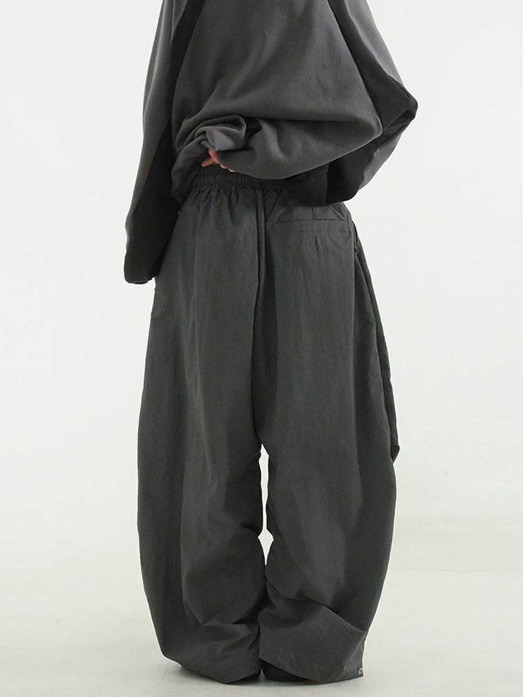 韩国代购 paper pin tuck wide banding pants (unisex)宽松长裤 - 图1