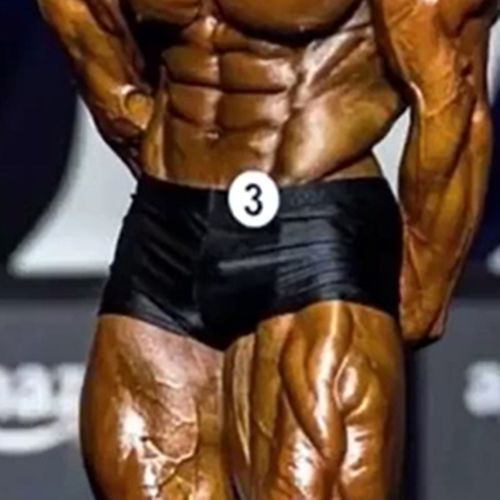 IFBB古典健美比赛裤健体平角黑色齐腿宽边三角珠光高弹力健身先生 - 图1
