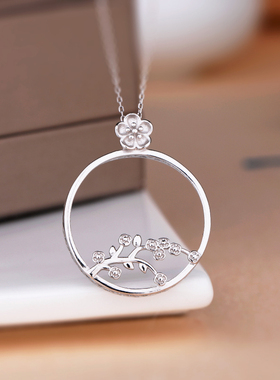 纯银吊坠空托绿松石翡翠圆形DIY