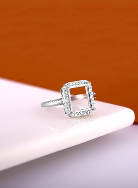 S925银戒指空托diy镶嵌戒托