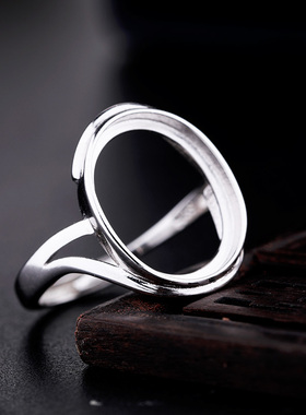 s925戒指空托镶嵌绿松石戒指托