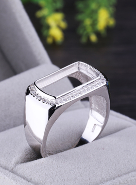 925银光面马鞍托戒指镶嵌开口