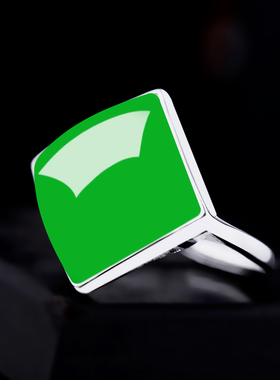 纯银戒指空托diy蜜蜡方形925